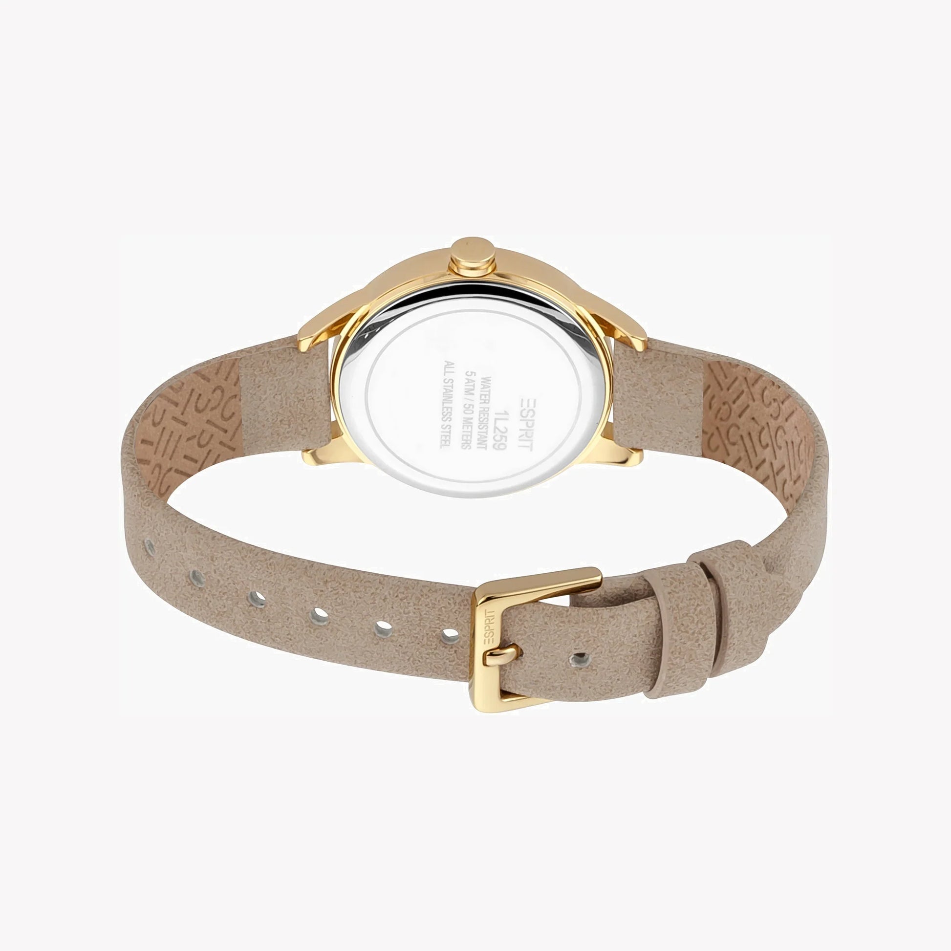 Esprit Women's Beige Faux Leather Watch, Silver Dial | ES1L207M0045-3