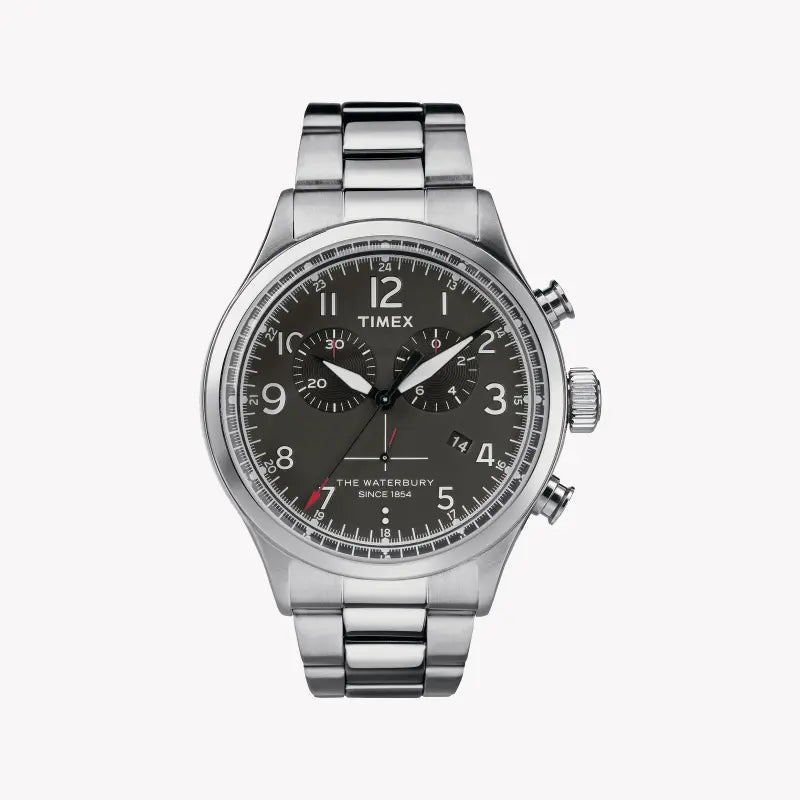 Timex Men's Silver Stainless Steel Watch, Black Dial | TW2R38400-0