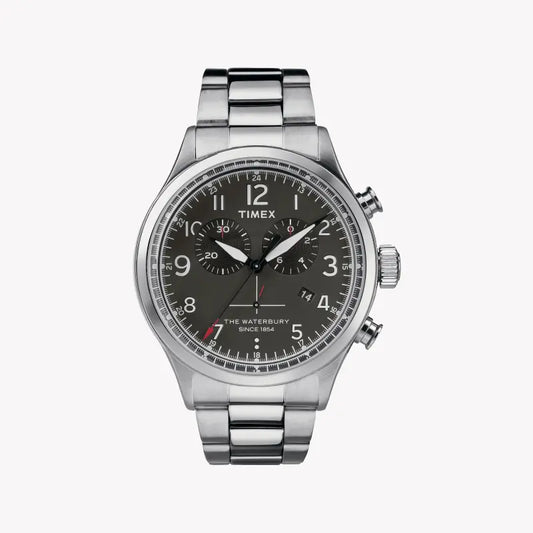 Timex Men's Silver Stainless Steel Watch, Black Dial | TW2R38400-0