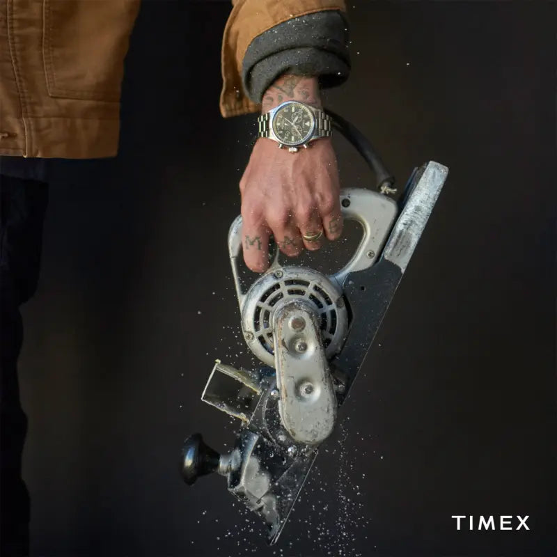 Timex Men's Silver Stainless Steel Watch, Black Dial | TW2R38400-3