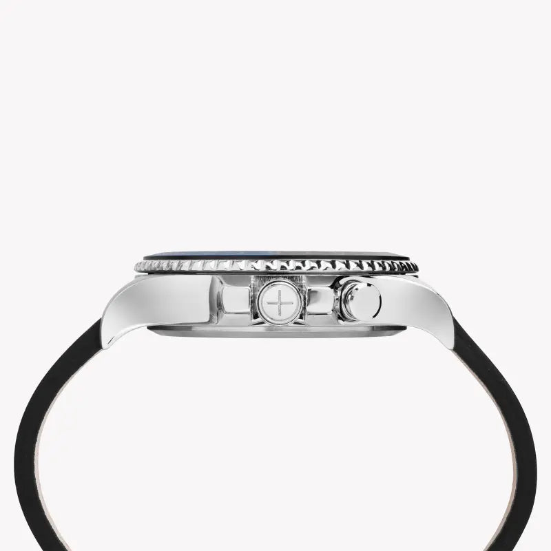 Timex Men's Black Leather Watch, Black Dial | TW2R43600-1