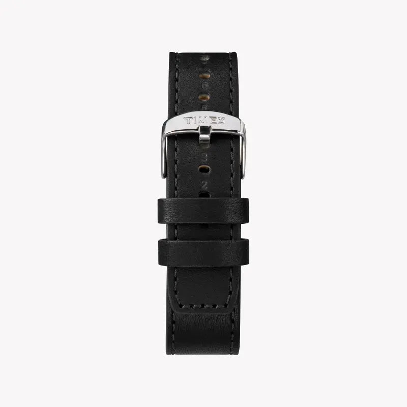 Timex Men's Black Leather Watch, Black Dial | TW2R43600-2
