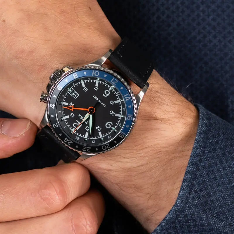 Timex Men's Black Leather Watch, Black Dial | TW2R43600-3