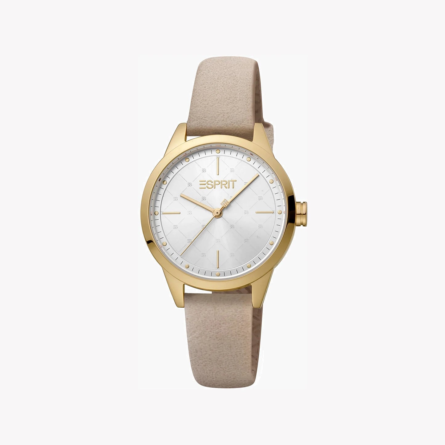 Esprit Women's Beige Faux Leather Watch, Silver Dial | ES1L207M0045-1