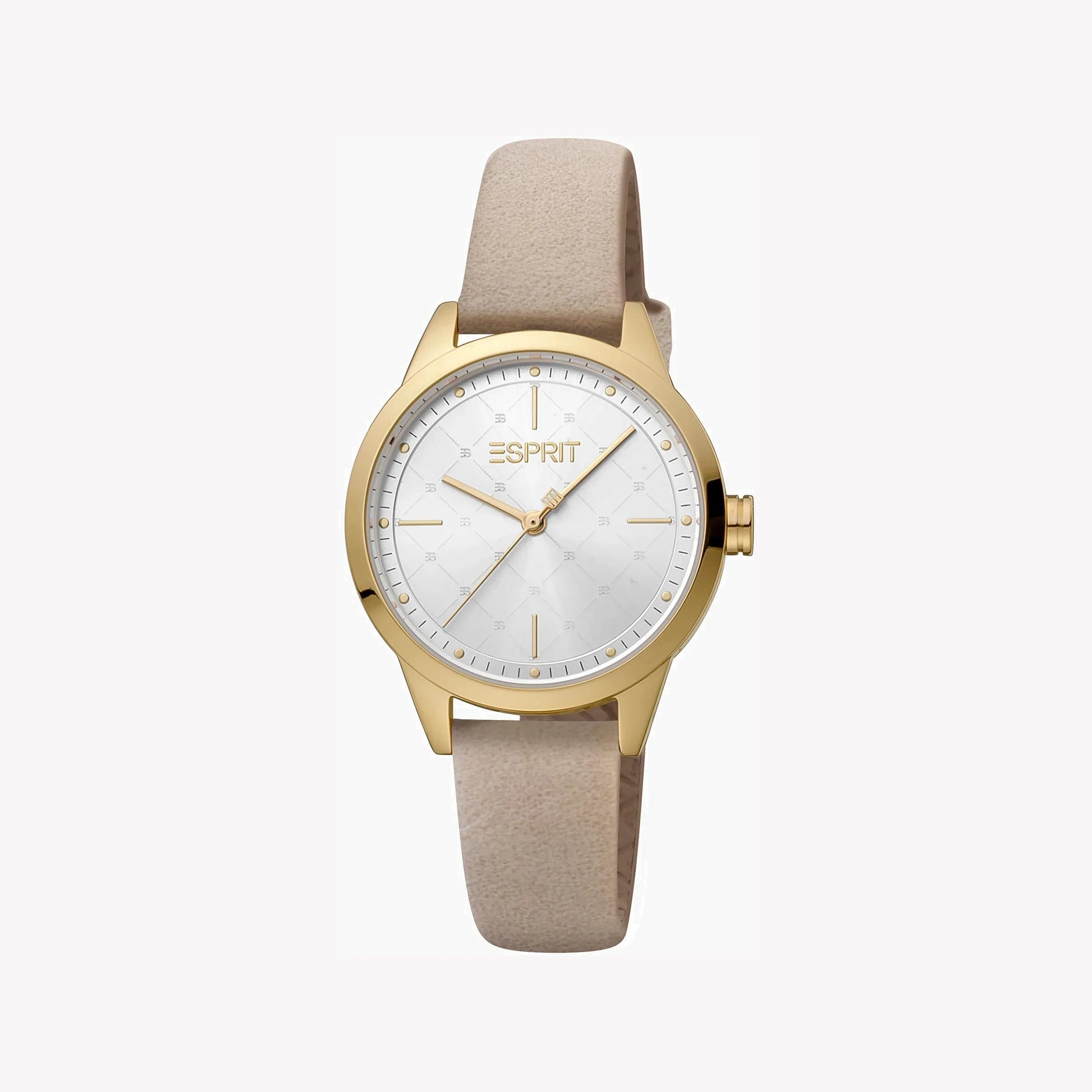 Esprit Women's Beige Faux Leather Watch, Silver Dial | ES1L207M0045-1