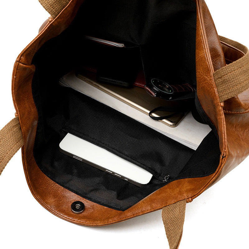 Retro Oil Wax Skin Simple All-match Commute Women's Shoulder Bag