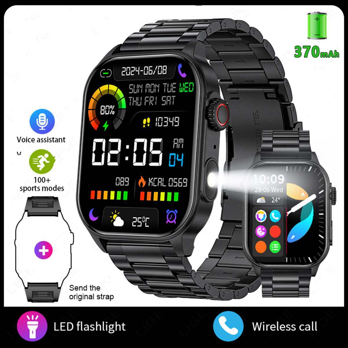 Smart Bluetooth Sports Heart Rate Blood Pressure Health Monitoring Watch