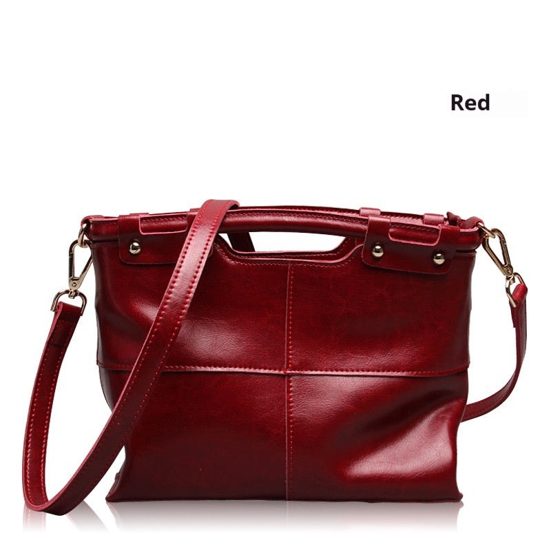 European And American Retro Solid Color Women's Leather Messenger Bag